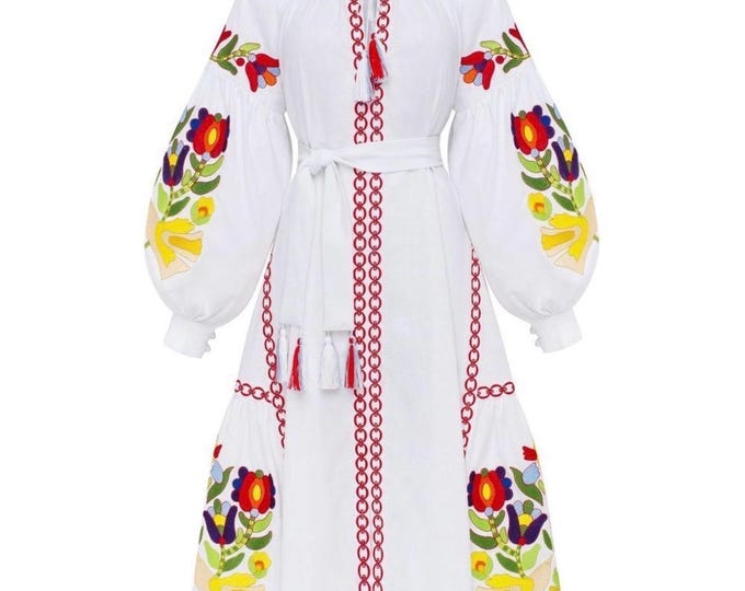 Ukrainian Vyshyvanka Dress | Ukraine Embroidered Dress in USA | Handmade Traditional Ukraine-Style Boho Embroidery Gift | Вишиванка (16)