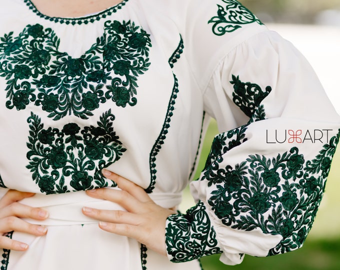 Ukrainian Vyshyvanka Dress | Ukraine Embroidered Dress in USA | Handmade Traditional Ukraine-Style Boho Embroidery Gift | Вишиванка (117)