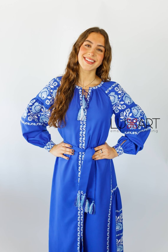 Ukrainian Vyshyvanka Dress | Ukraine Embroidered Dress in USA | Handmade Traditional Ukraine-Style Boho Embroidery Gift | Вишиванка (23)