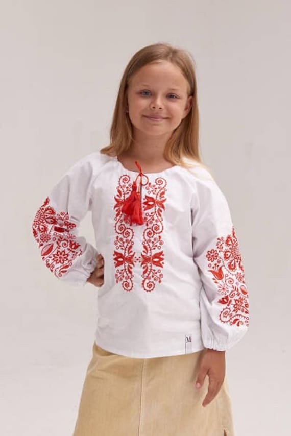 Embroidered blouse for girl Vyshyvanka shirt Ukrainian embroidery Ukrainian style vyshyvanka for girls Vyshyvanka in USA