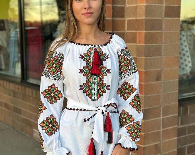 Ukrainian Embroidered Blouse for Women | Ethno Vintage Women's Vyshyvanka Shirt | Sorochka Vyshyta | Vyshyvanka Gift USA | Вишиванка (34)