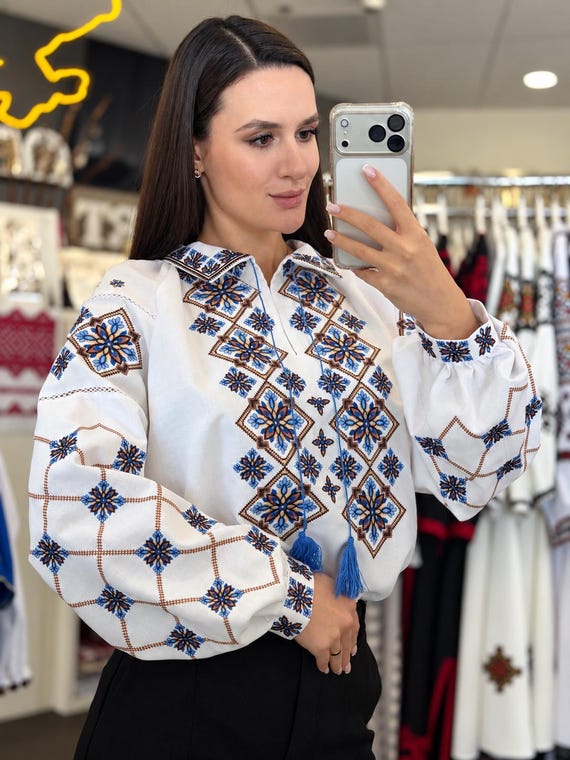 Ukrainian Embroidered Blouse | Traditional Vyshyvanka Shirt (USA Stock)