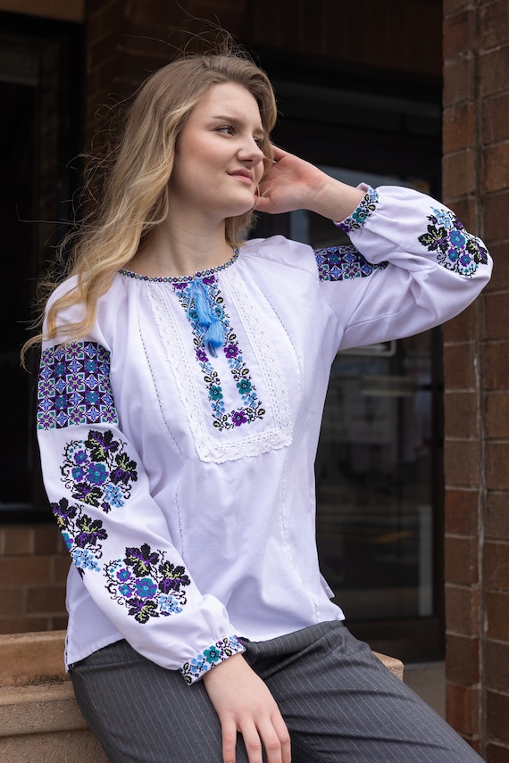 Ukrainian Embroidered Blouse for Women | Ethno Vintage Women's Vyshyvanka Shirt | Sorochka Vyshyta | Vyshyvanka Gift USA | Вишиванка (45)