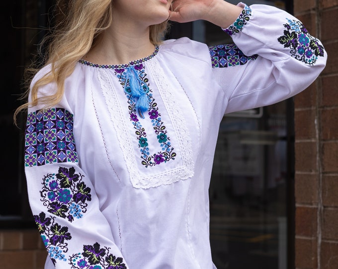 Ukrainian Embroidered Blouse for Women | Ethno Vintage Women's Vyshyvanka Shirt | Sorochka Vyshyta | Vyshyvanka Gift USA | Вишиванка (45)