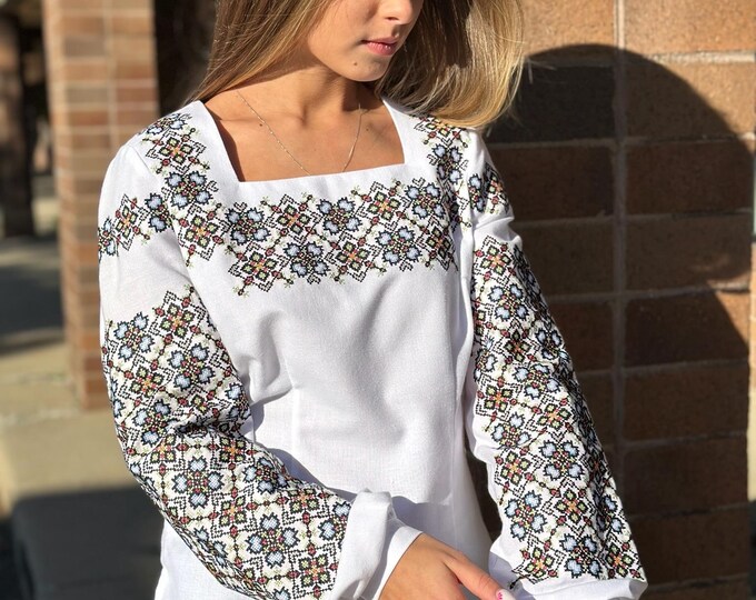 Ukrainian Embroidered Blouse for Women | Ethno Vintage Women's Vyshyvanka Shirt | Sorochka Vyshyta | Vyshyvanka Gift USA | Вишиванка (57)