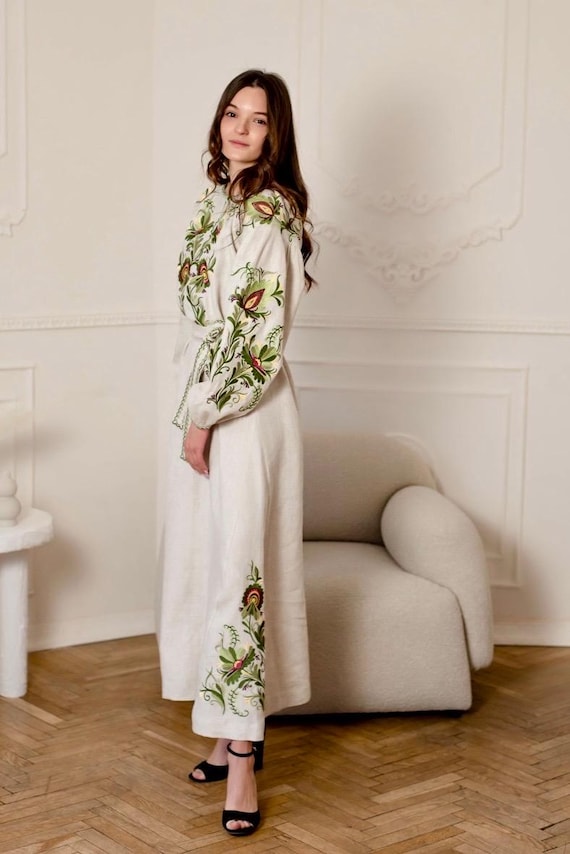 Embroidered Ukrainian Dress | Vyshyvanka Style Dress with Traditional Embroidery | Handmade Boho Chic Outfit