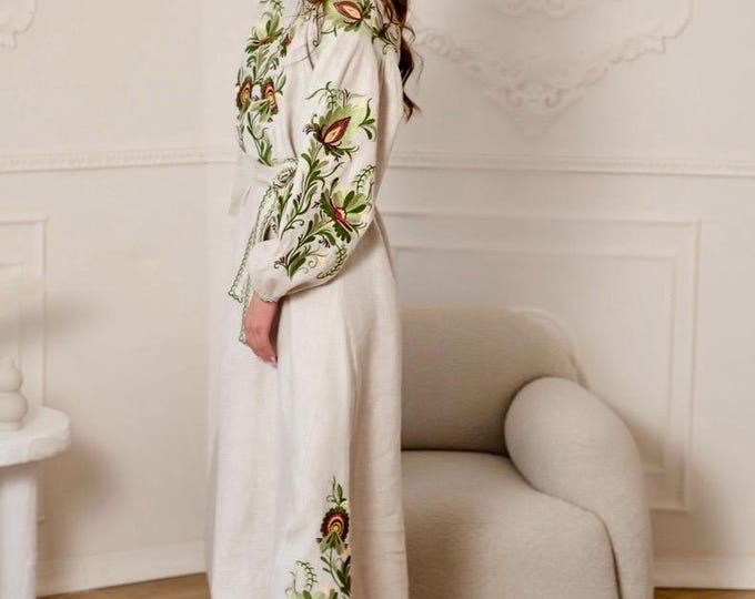 Embroidered Ukrainian Dress | Vyshyvanka Style Dress with Traditional Embroidery | Handmade Boho Chic Outfit