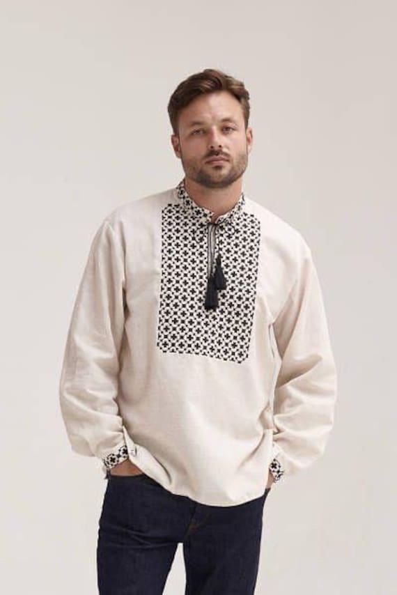 Ukrainian Vyshyvanka | Men's Embroidered Shirt | Вишиванка | Ukraine Vintage Sorochka Gift for Him | Handmade Ukrainian Clothing