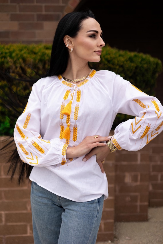 Ukrainian Embroidered Blouse for Women | Ethno Vintage Women's Vyshyvanka Shirt | Sorochka Vyshyta | Vyshyvanka Gift USA | Вишиванка