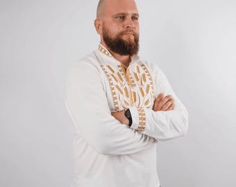 Ukrainian Vyshyvanka | Men's Embroidered Shirt | Вишиванка | Ukraine Vintage Sorochka Gift for Him | Handmade Ukrainian Clothing