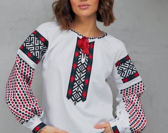 Ukrainian Embroidered Blouse for Women | Ethno Vintage Women's Vyshyvanka Shirt | Sorochka Vyshyta | Vyshyvanka Gift USA | Вишиванка (115)