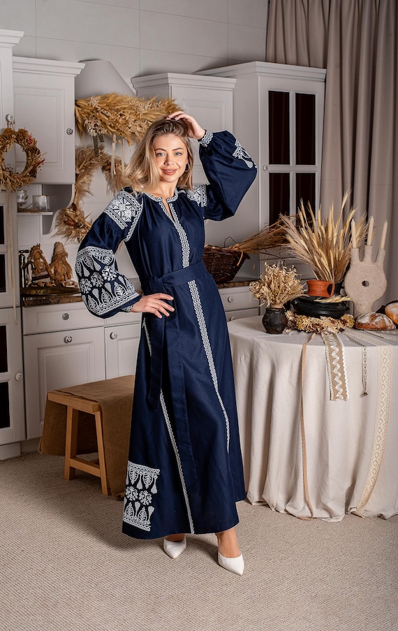 Embroidered Ukrainian Dress | Vyshyvanka Style Dress with Traditional Embroidery | Handmade Boho Chic Outfit