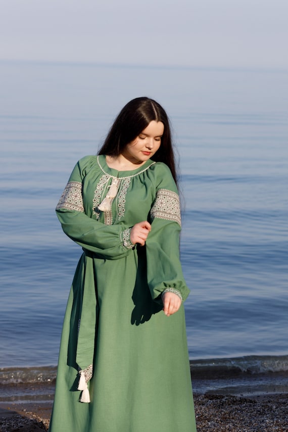 Vyshyvanka dress designer Ukraine ethnic dress with embroidery Ukrainian style dress with embroidered Vyshyvanka dress