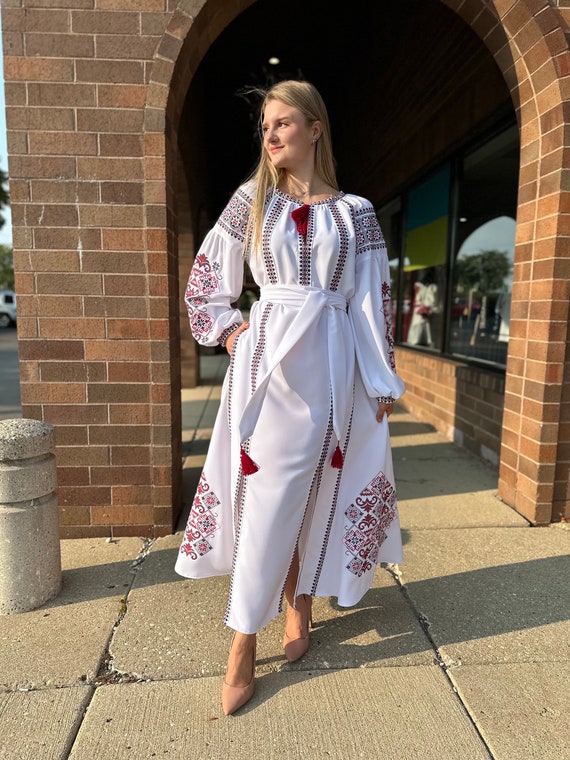 Ukrainian Vyshyvanka Dress | Ukraine Embroidered Dress in USA | Handmade Traditional Ukraine-Style Boho Embroidery Gift | Вишиванка (91)
