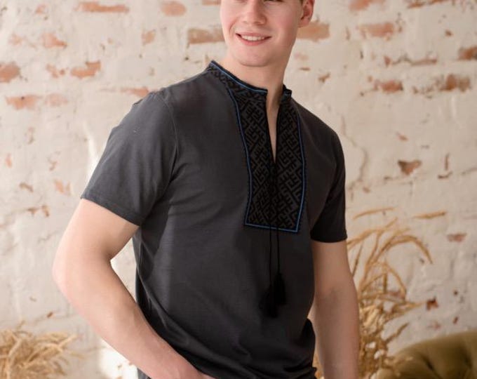 Ukrainian Vyshyvanka | Men's Embroidered Ukrainian Men’s T-Shirt Shirt, Ukraine Gift, Patriotic, Vyshyvanka Style