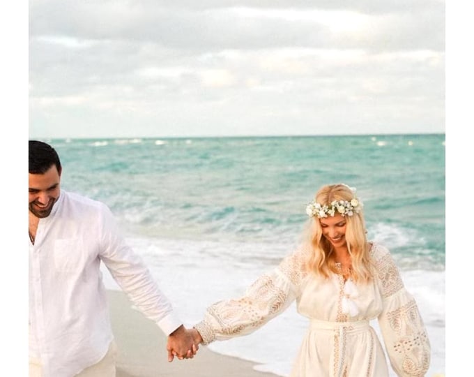 Handmade Ukrainian Vyshyvanka Dress | Embroidered Boho Wedding Gift