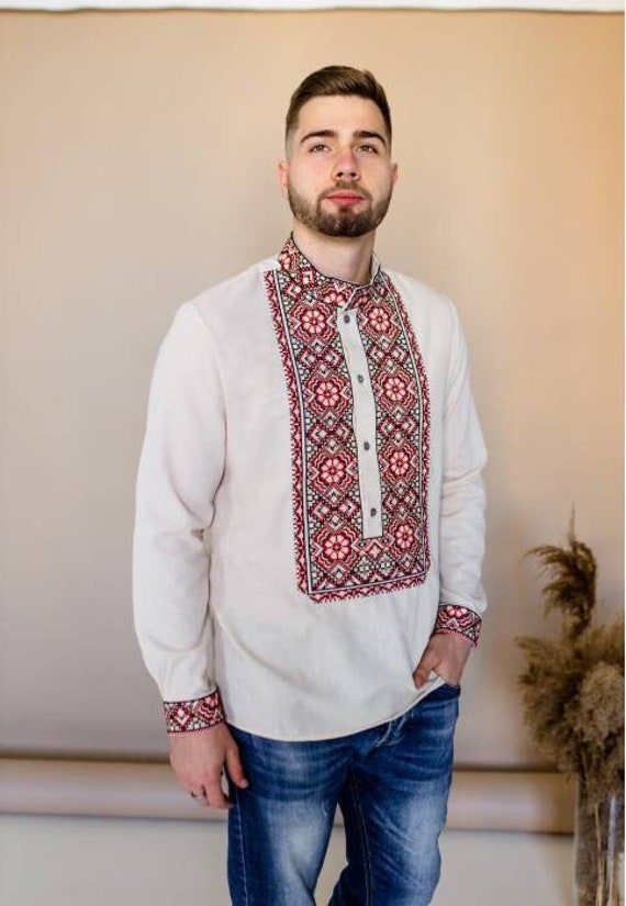 Ukrainian Vyshyvanka | Men's Embroidered Shirt | Вишиванка | Ukraine Vintage Sorochka Gift for Him | Handmade Ukrainian Clothing (36)