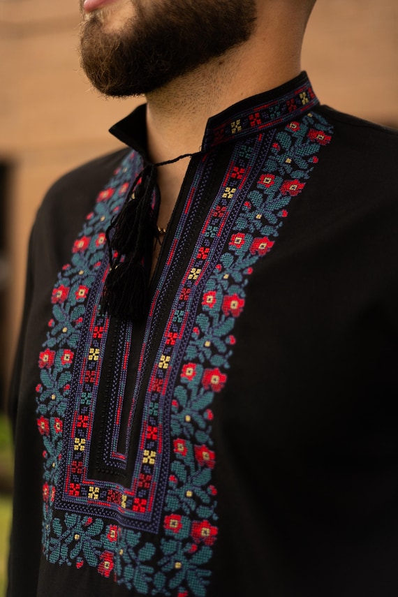 Ukrainian Vyshyvanka | Men's Embroidered Shirt | Вишиванка | Ukraine Vintage Sorochka Gift for Him | Handmade Ukrainian Clothing in USA
