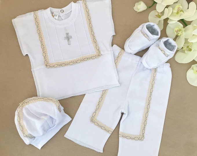 Baptism Outfit for Baby Boy | Embroidered Christening Suit | Baby Boy Formal Wear | Baptism Ceremony Clothing | Newborn Blessing Gift (6)