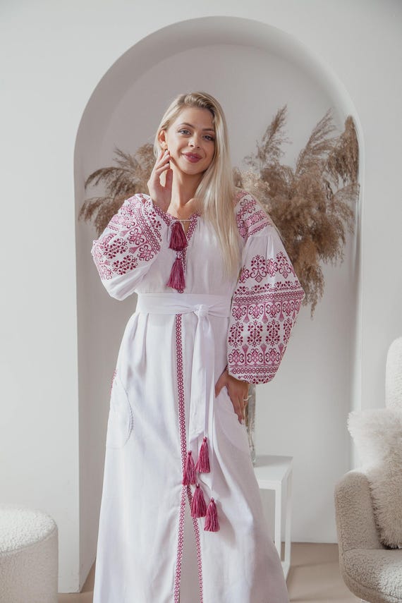 Ukrainian Vyshyvanka Dress | Ukraine Embroidered Dress in USA | Handmade Traditional Ukraine-Style Boho Embroidery Gift | Вишиванка