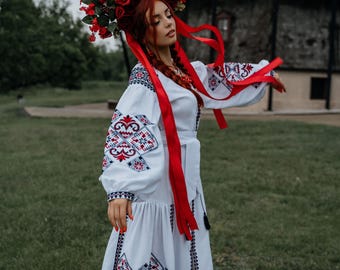 Ukrainian Vyshyvanka Dress | Ukraine Embroidered Dress in USA | Handmade Traditional Ukraine-Style Boho Embroidery Gift | Вишиванка (46)