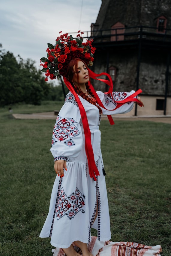 Ukrainian Vyshyvanka Dress | Ukraine Embroidered Dress in USA | Handmade Traditional Ukraine-Style Boho Embroidery Gift | Вишиванка (46)