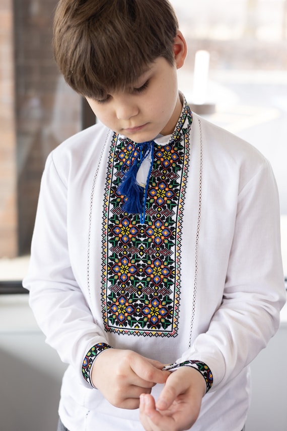 Embroidered Vyshyvanka Shirt for Boys | Ukrainian Embroidery Shirt | Traditional Ukrainian Style Gift in Stock in USA | Вишиванка у США (30)