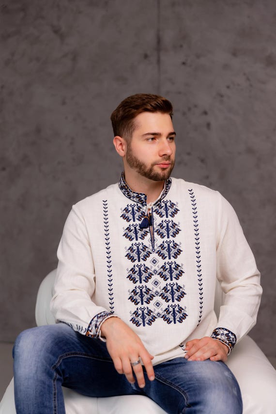 Ukrainian Vyshyvanka | Men's Embroidered Shirt | Вишиванка | Ukraine Vintage Sorochka Gift for Him | Handmade Ukrainian Clothing