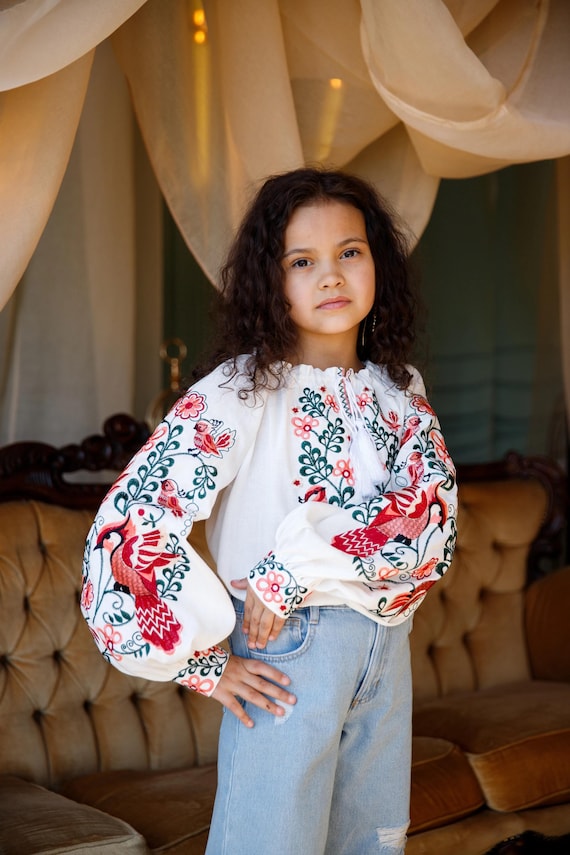 Embroidered Vyshyvanka Blouse for Girls | Ukrainian Embroidery Shirt | Traditional Ukrainian Style in Stock in USA | Вишиванка у США