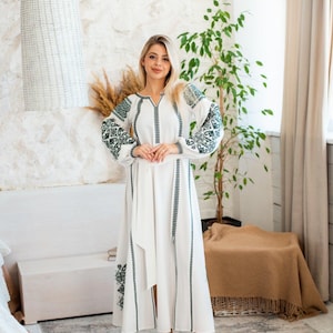 Ukrainian Vyshyvanka Dress | Ukraine Embroidered Dress in USA | Handmade Traditional Ukraine-Style Boho Embroidery Gift | Вишиванка