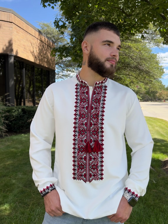 Ukrainian Vyshyvanka | Men's Embroidered Shirt | Вишиванка | Ukraine Vintage Sorochka Gift for Him | Handmade Ukrainian Clothing