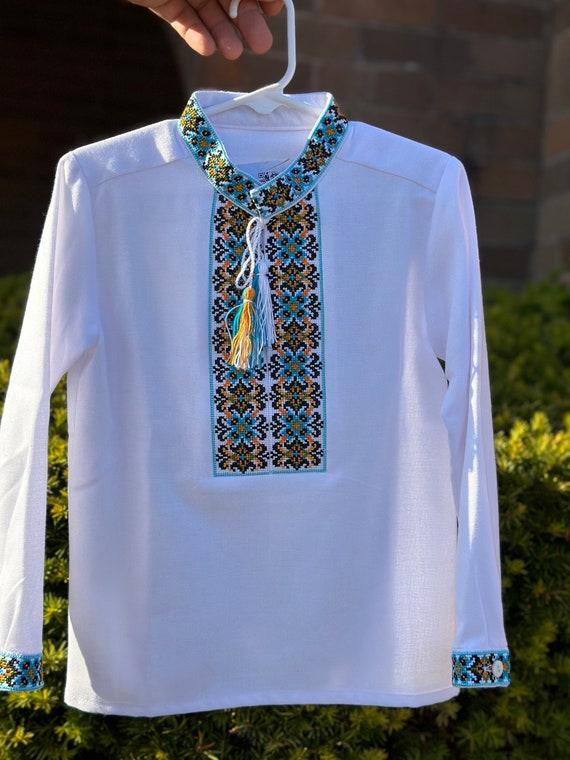 Embroidered Vyshyvanka Shirt for Boys | Ukrainian Embroidery Shirt | Traditional Ukrainian Style Gift in Stock in USA | Вишиванка у США (48)