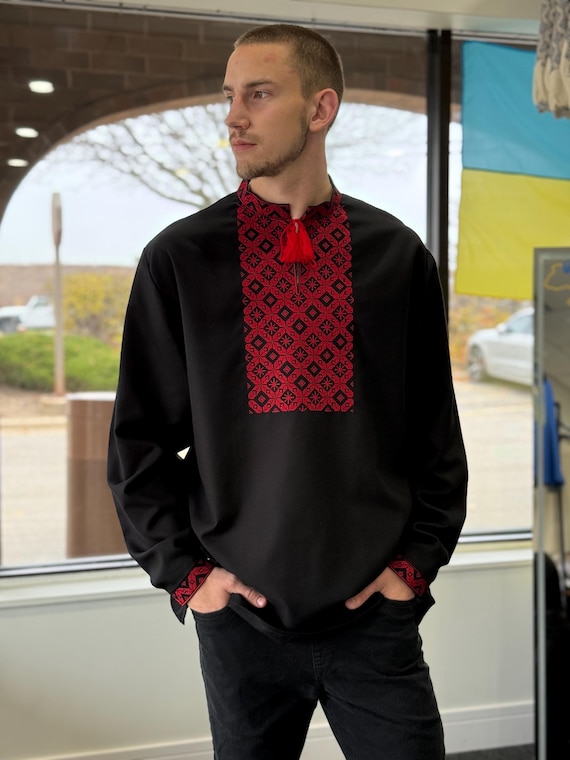 Ukrainian Vyshyvanka | Men's Embroidered Shirt | Вишиванка | Ukraine Vintage Sorochka Gift for Him | Handmade Ukrainian Clothing