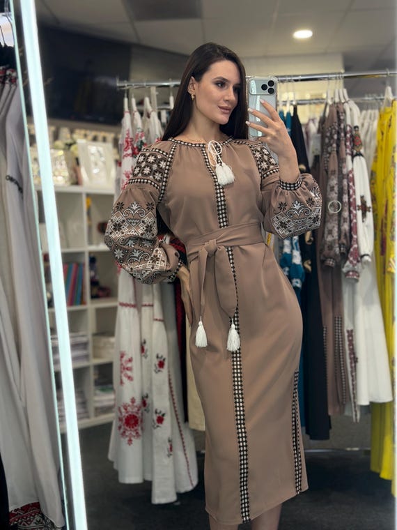 Embroidered Ukrainian Dress | Vyshyvanka Style Dress with Traditional Embroidery | Handmade Boho Chic Outfit