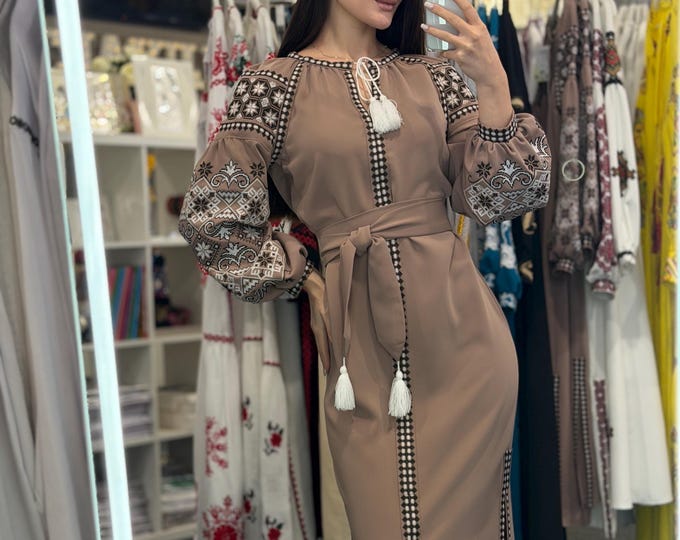 Embroidered Ukrainian Dress | Vyshyvanka Style Dress with Traditional Embroidery | Handmade Boho Chic Outfit