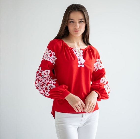 Ukrainian Embroidered Blouse for Women | Ethno Vintage Women's Vyshyvanka Shirt | Sorochka Vyshyta | Vyshyvanka Gift USA | Вишиванка (28)
