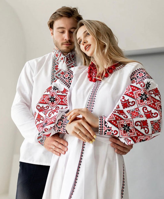 White Ukrainian dress with embroidery, Vyshyvanka dress In stock in USA sizes: S/M/L Ukraine dress Slavic dress Embroider dress embroidery