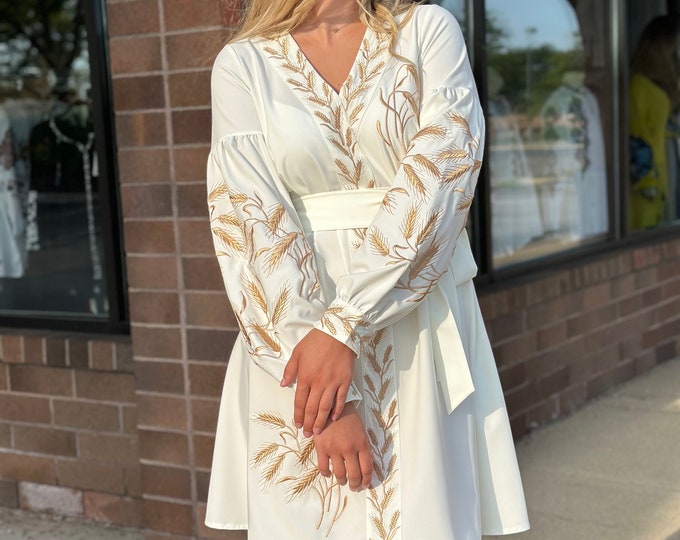 Ukrainian Vyshyvanka Dress | Ukraine Embroidered Dress in USA | Handmade Traditional Ukraine-Style Boho Embroidery Gift | Вишиванка (2)