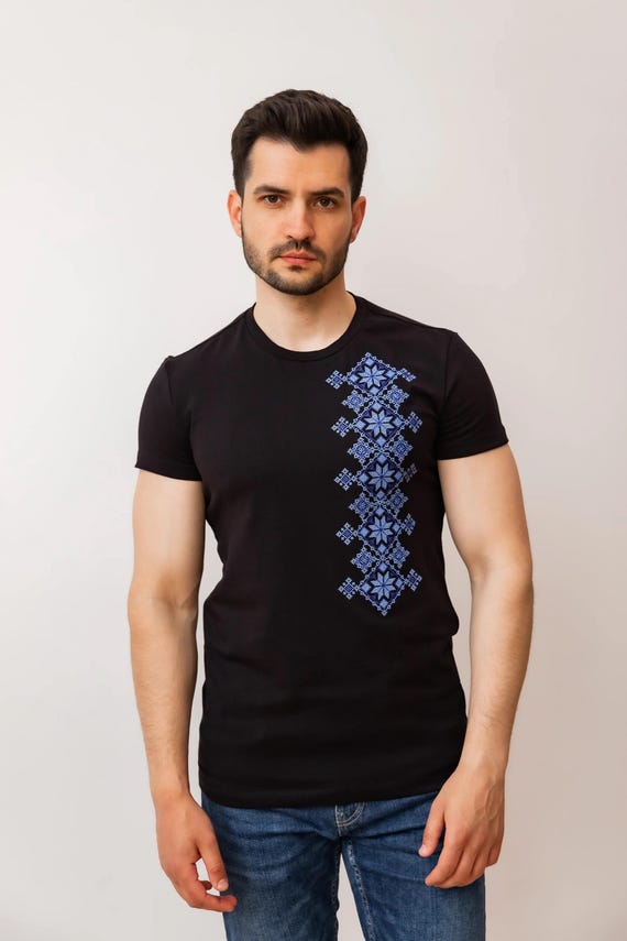 Men's Ukrainian Vyshyvanka Shirt | Embroidered T-Shirt, Ukraine Gift