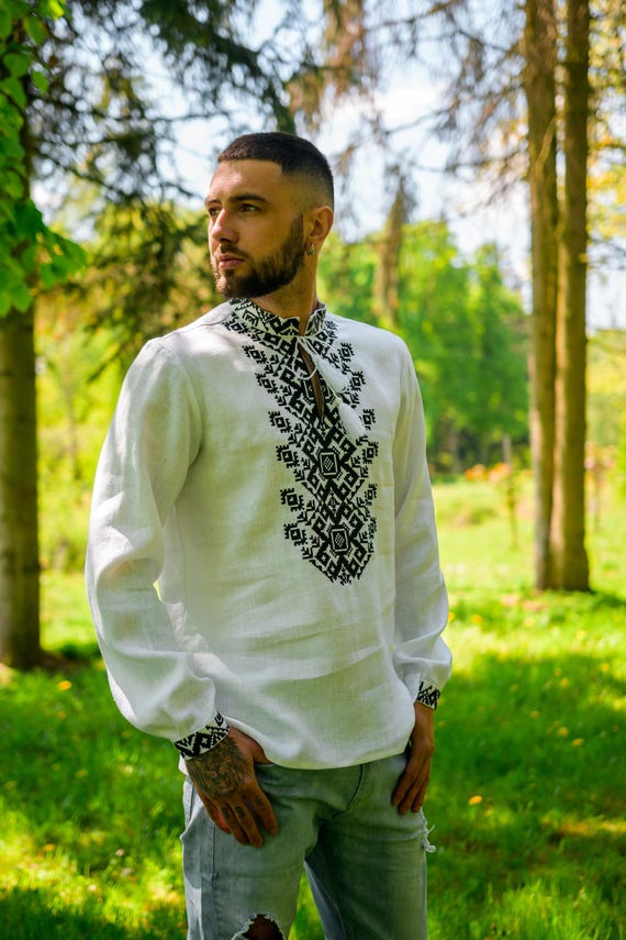 Ukrainian Vyshyvanka | Men's Embroidered Shirt | Вишиванка | Ukraine Vintage Sorochka Gift for Him | Handmade Ukrainian Clothing
