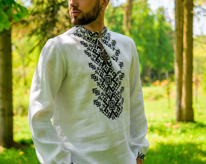 Ukrainian Vyshyvanka | Men's Embroidered Shirt | Вишиванка | Ukraine Vintage Sorochka Gift for Him | Handmade Ukrainian Clothing