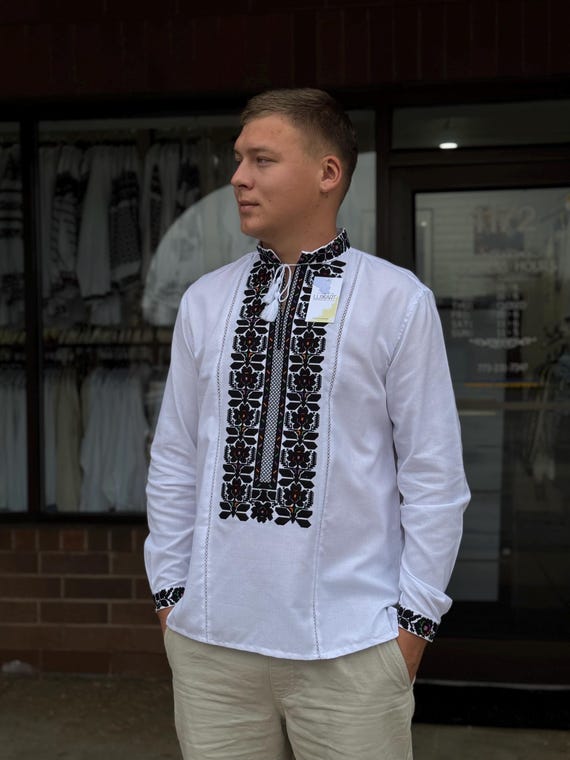 Ukrainian Vyshyvanka | Men's Embroidered Shirt | Вишиванка | Ukraine Vintage Sorochka Gift for Him | Handmade Ukrainian Clothing (88)