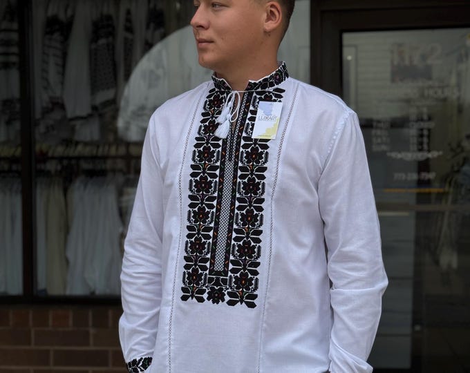 Ukrainian Vyshyvanka | Men's Embroidered Shirt | Вишиванка | Ukraine Vintage Sorochka Gift for Him | Handmade Ukrainian Clothing (88)