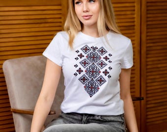 Embroidered T-Shirt for Women | Modern Ukrainian Vyshyvanka | Traditional Embroidered Blouse | Ukrainian Clothing Gift