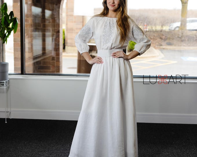 Ukrainian Vyshyvanka Dress | Ukraine Embroidered Dress in USA | Handmade Traditional Ukraine-Style Boho Embroidery Gift | Вишиванка (100)