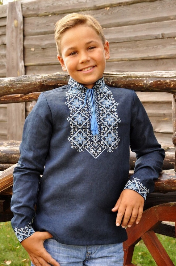 Embroidered Vyshyvanka Shirt for Boys | Ukrainian Embroidery Shirt | Traditional Ukrainian Style Gift in Stock in USA | Вишиванка у США (15)