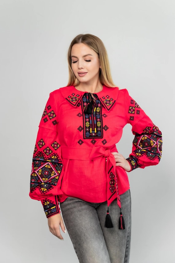 Ukrainian Embroidered Blouse for Women | Ethno Vintage Women's Vyshyvanka Shirt | Sorochka Vyshyta | Vyshyvanka Gift USA | Вишиванка