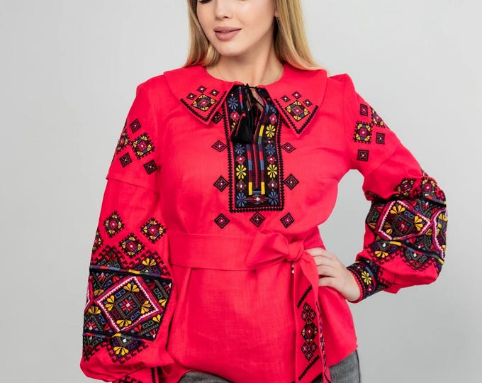 Embroidered Ukrainian Vyshyvanka Blouse | Ethno Boho Shirt