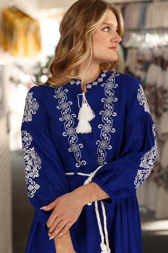 Ukrainian Vyshyvanka Dress | Ukraine Embroidered Dress in USA | Handmade Traditional Ukraine-Style Boho Embroidery Gift | Вишиванка (52)