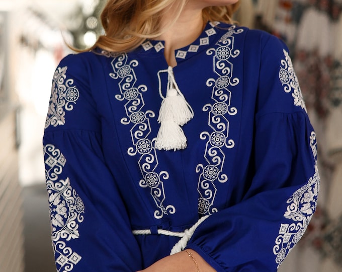 Ukrainian Vyshyvanka Dress | Ukraine Embroidered Dress in USA | Handmade Traditional Ukraine-Style Boho Embroidery Gift | Вишиванка (52)